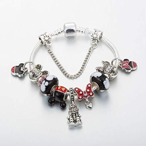 AQUALITYS Mignon Mickey Minnie Bracelets à Breloques Bracelets pour Femmes Bricolage Marano Perles Fit Pan Bracelet pour Filles Femmes Cadeaux Cover