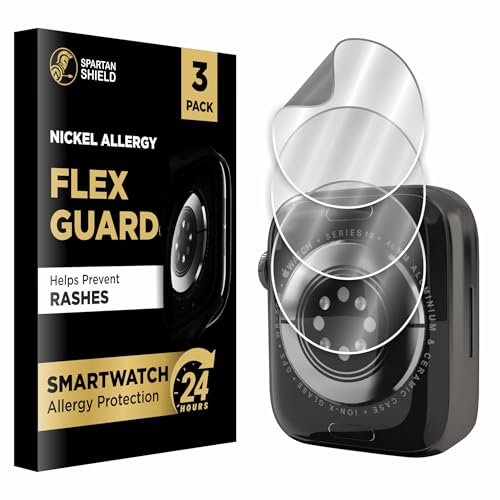 Image of [3 Pack] Flex Guard Nickel Metal Allergy Back Protector for Apple Watch Series 10 46mm || Prevent Rash Contact Dermatitis || Soft Flexible Film || Strap Sensor Protector || 2024 iWatch Back Screen Cover [Not Tempered Glass]
