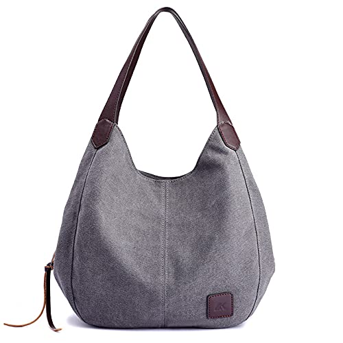 Sac à main en toile pour femme gris simple et polyvalent
