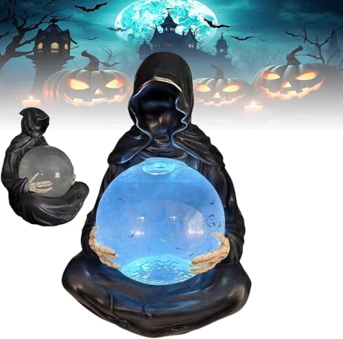 Gothic Figurine with Light Up Ball: Halloween Decor