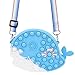 Pop it Tasche, Upkey Poppit Tasche für Menschen mit verstellbarem Schultergurt，Mini süße Wale Popet für Mädchen，Kleine Blauwale Popet Spielzeug zum Halten von Süßigkeiten,Schokoladenspielzeug