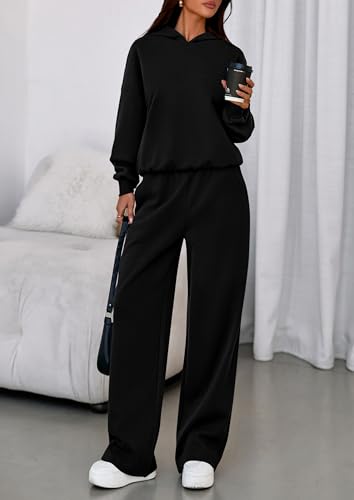 Image of PRETTYGARDEN Womens Sweatsuits 2 Piece Set 2026 Casual Winter Long Sleeve Hoodie Loose Wide Leg Sweatpants Fall Tracksuit