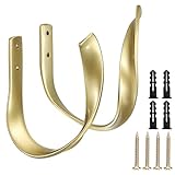 Sumnacon 2 Pcs Aluminum Alloy Curtain Holdbacks - Decorative Wall Mounted Drapery Tiebacks with Screws, Heavy Duty Window Treatment Holdbacks for Home Decor, Gold