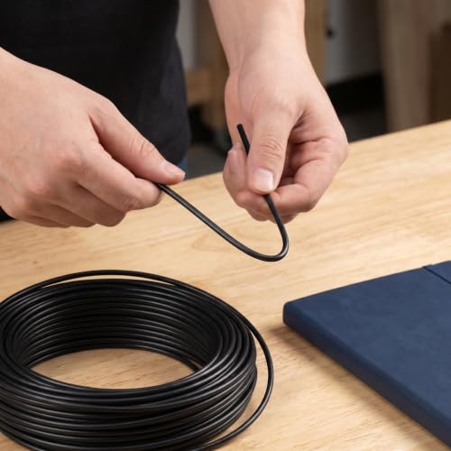 Zerodeko 4 piezas cinta de alambre resistente - 59 pies de alambre galvanizado recubierto de plástico negro - Organizador de cables metálicos para cables de energía y tutores de tomates en jardín miniatura 7