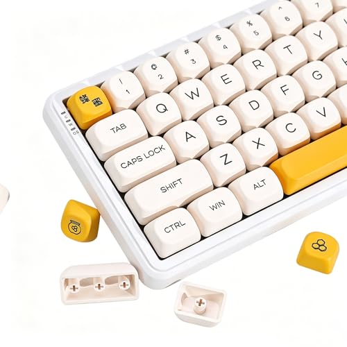 Image of KBDiy Honey Milk KOA Profile Keycaps Set,Dye-Sublimation PBT Yellow Cute Custom Keyboard Keycap,138 Key Cap Set for Cherry Gateron MX Switches Mechanical Keyboards