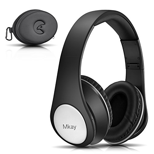 Bluetooth Headphones Over Ear, Mkay 40mm Driver Hi-Fi Stereo Wireless Headset Foldable with Mic, Wired and Wireless Headphones for Cell Phone/TV/PC/Travelling