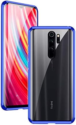 ZAKON 360° Full Body Case for Xiaomi Redmi Note 8 Pro Case, Magnetic Adsorption Metal Cover with Built-in Screen Protector【9H Clear Anti-Scratch Strong Tempered Glass】,Alloy Bumper Protection Blue
