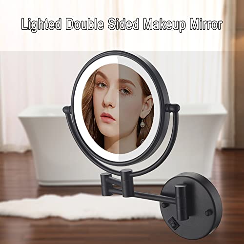 Srvnt Makeup Mirror With Light, 360° Swivel Bathroom Shaving Wall-Mounted Magnifying Mirror Extendable Double-Sided Vanity Mirror, Usb Rechargeable/8 Inch/3X #TOP2