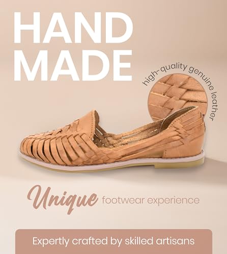 Image of Macarena Collection Leather Sandals for Women | Handmade Mexican Huarache | Woven Slip-On Shoes with Cushioned Insole | Artisan Crafted Genuine Leather