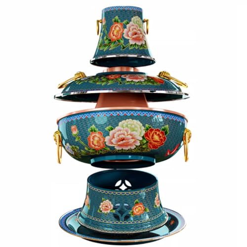 Olla china tradicional de cobre 34 cm verde miniatura 5