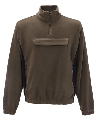 fratelliditalia.org Felpa Maglia Maglione Pile Bicolore Verde con tascone Marsupio sul Petto Abbigliamento Caccia