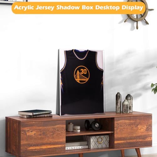 Acrylic Jersey Frame Display Case Clear Large Sport Jersey Shadow Box Football/Hockey Uniform Jersey Display Case Frame with Linen Panels for Baseball Shirts Hockey Soccer Basketball and Uniform