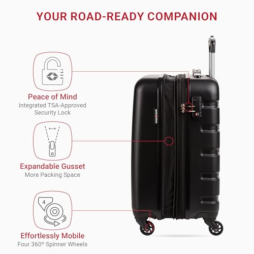 swissgear 7366 hardside expandable luggage with spinner wheels black carry-on 19-inch