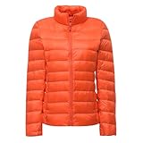 Plumas Ligeros Mujer Chaqueta Plumifero Ultraligero Plumífero Ultraligero Mujer Abrigo Plumas Plumon Ligero Plegable Mujer Abrigos Plumiferos Mujer Down Jacket Plumíferos Ligeros Mujer Naranja 4XL