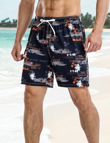 Men's Quick Dry Soft Swim Shorts Relaxed Fit Drawsting Swim Trunks with Liner3