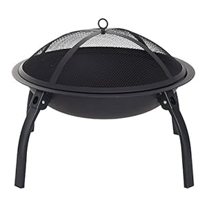 Outsunny vuurschaal vuurkorf haard met vonkbescherming inklapbaar tuin 55 cm zwart 70,5 x 70,5 x 40 cm