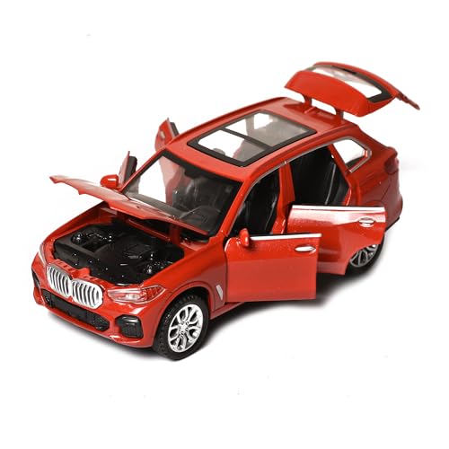 Image of Braintastic Model Diecast Car Toy Vehicle Pull Back Friction with Openable Doors Light & Music Toys for Kids Age 3+ Years (AK Metal Series BMW Red)