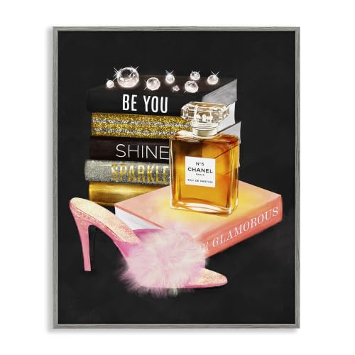 Motivational Perfume Bottle Bookstack, 16 x 20 Inch Framed Giclée Print