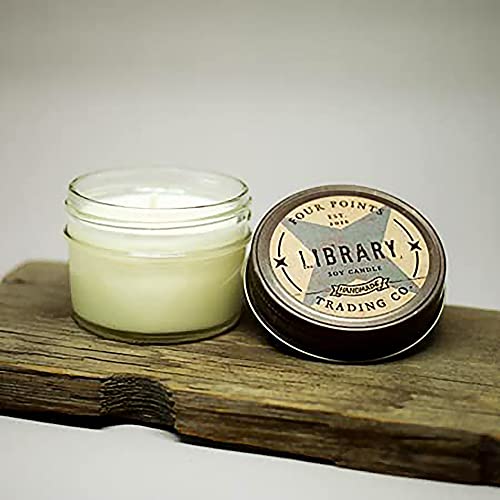 Library Scented Candle - 100% Soy Aromatherapy Candle - Perfect Book Lovers Gift Ideas For Birthday, Anniversary, Christmas, New Year, House Warming And More - Four Points Trading Co. - 4Oz #TOP4