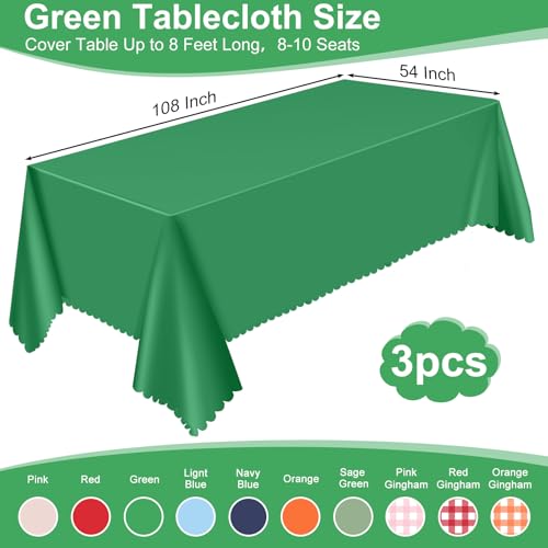 Image of NatNarr Green Tablecloths Plastic, Scalloped Rectangle Table Cloth