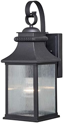 VAXCEL Cambridge 16.25 in. H 1-Light Oil Rubbed Bronze Dusk to Dawn Sensor Traditional Outdoor Wall Sconce, Durable Steel, Clear Wrinkle Glass Shade for Exterior Porch Patio Front Door or Garage