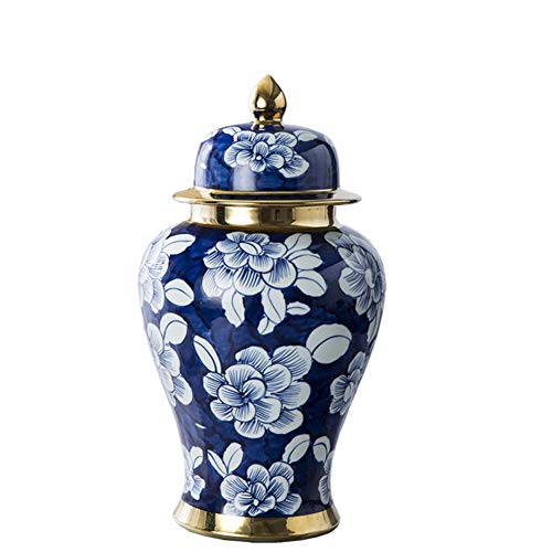 Antique Traditional Porcelain Vase Ceramic Decorative Vases Blue and White Porcelain Temple Jar Vase China Ming Style Antique Decorative Artwork-a H40cmx21cm