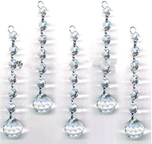Generic 20 Chains Clear Crystal Beads ChainsGlass Hanging Prism Ball for Wedding Home Christmas Tree Decoration