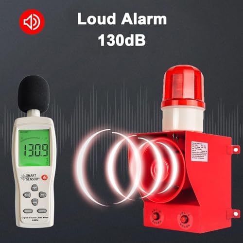 130DB Volume Regolabile Parete Sirena Allarme con Luce Stroboscopica, Impermeabile LED Luce di avvertimento per la sicurezza di fabbrica