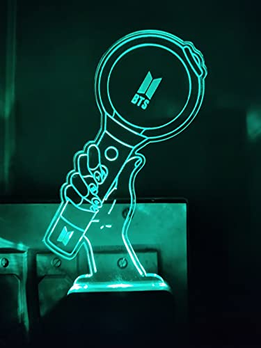 Image of 3D Optical Illusion BTSs3 Acrylic Night Lamp, 7 Colors RGB Auto Color Changing Led Plug and Play Night Light Lamp (Acrylic, Multi Color, Pack of 1) (BTSs3)