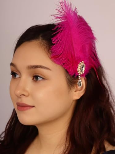 Clip de Plumas Rojo con Cristal para Mujer miniatura 2