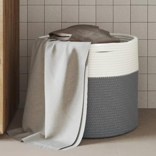 Cesta de almacenamiento de algodón gris y blanco de 40 x 35 cm para el hogar