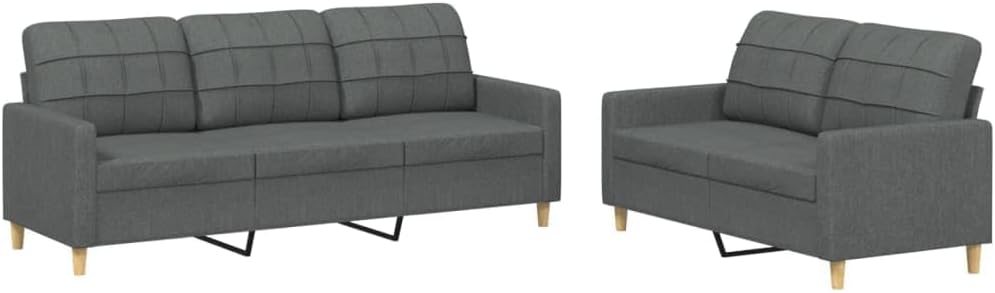 BOWERY HILL Contemporary Sofa Set, Dark Grey Fabric Polyester, Matte Finish, Seats 5, Rectangular Design, Cushioned Lounge Sofa for Living Room or Office, 78 x 78 x 31.5 in
