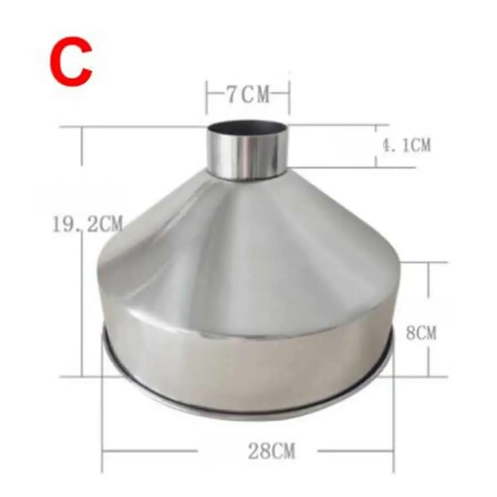 Embudo grande de acero inoxidable 304, embudo de cocina, embudo industrial de 24 cm/28 cm de ancho for granos, alimentos y maquinaria.(28x19.2cmx7)