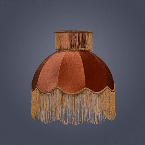 MYYINGBIN Velvet Caramel Colour Fabric Lampshades with Tassel, Handmade Lamp Shade for Floor Lamp Bedside Lamp, Home Decor