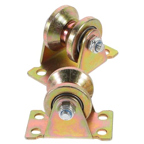 FUNOMOCYA 2pcs Heavy Duty Iron Pulley Wheels with Bearing for Wall and Track Mount, Silent Rope Pulley Blocks with Good Load-Bearing Ability, for Industrial and Construction Projects