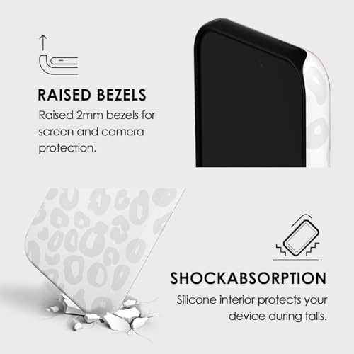 Coque rigide iPhone 14 Plus léopard blanc avec silicone souple - 7