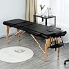 Yaheetech Table de Massage Pliable Lit de Massage 3 Zones Professionnelle Portable Charge 250 kg Hauteur réglable 213 x 60 cm en Bois de hêtre Noir