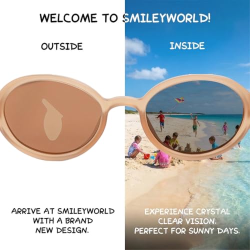 Image of SMILEYWORLD Kids Polarized Sunglasses UV400 Protection for Boys & Girls | TAC Polarized Flexible Smile Face Frame Lightweight & Glare-reducing Design for Beach & Outdoors