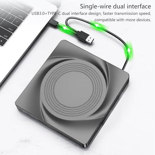 Lecteur de DVD externe USB 3.0 USB C ROM enregistreur mobile pour ordinateur PC de bureau Windows