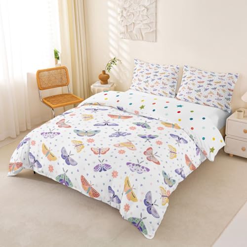Parure de lit enfant 240x260 housse de couette papillon dessin animé - 3