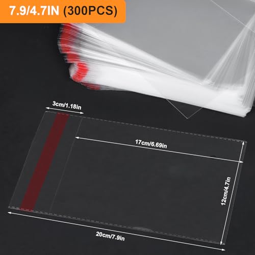 Cellophantüten 300Stk Zellophantüten Selbstklebend 12x17+3cm Klarsichttüten Zum Befüllen Verpackungstüten Plastiktüten Für Konfetti Schmuck Geschenk Haarnadeln Kunsthandwerk
