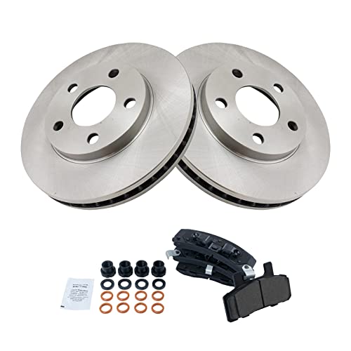 TRQ Front Brake Pad & Rotor Kit Brake Pads Brake Rotor Ceramic Compatible with 1990-1993 Cadillac DeVille 1990-1992 Fleetwood