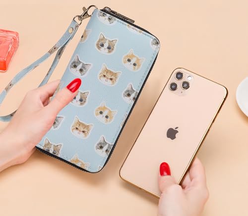 Leopard Cow Print Wallet For Women Skull Goth Frog Ladies Cluth Wristlet Wrist strap Long Purse Zip Around Card Holder4