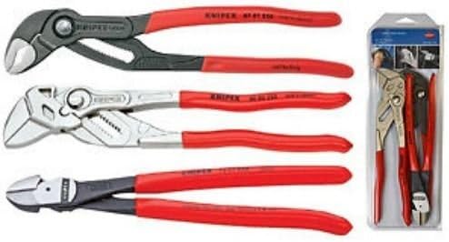Knipex 3pc 10" Pliers Set Cobra, Plier Wrench, Diagonal Cutter 9K0080117US