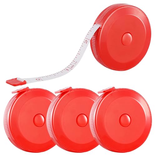 4 Pack Soft Retractable Measuring Tape,60-Inch 150cm,red Double Scale Measurement Tape,for Body Measuring Sewing Tailor Cloth Knitting Home Craft Measurements