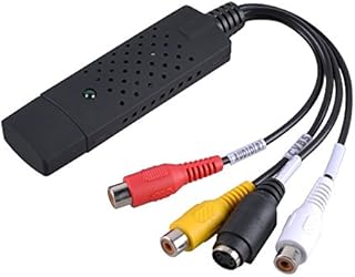 VHS to Digital DVD Converter Adapter, USB 2.0 Video Capture Grabber Device,Transfer S-Video RCA VCR Hi8 V8 Camera Game to DVD for Windows 10 7 8