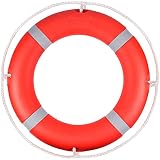 23" Boat Safety Throw Rings, Ring Buoy with White Rope and Reflective Tape, Emergency Use Life Ring