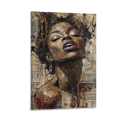 Poster femme africaine abstrait 40x60 cm pour salon et chambre