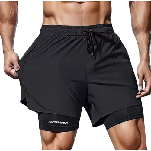Swim Trunks Men 3 Inch with Compression Liner and Pockets Anti Chafe Quick Dry UPF 50 + Swimming Shorts Bathing Suit