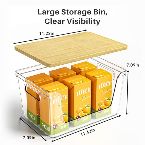 Ducoak 2 Set Pantry Organizer and Stackable Storage Kitchen,Sturdy and Durable Storage Basket for Potato, Onion, Garlic, Fruit, Vegetable, Produce, Clear Plastic Storage with Lid&Handle - Image 2